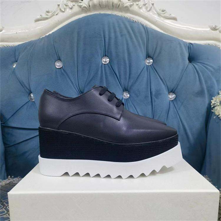 2025 New Women's Thick Bottom Star Shoes Leather Casual Slope Heel 8cm Platform Stella Platform Shoes Versatile Slip-On Shoes · v11