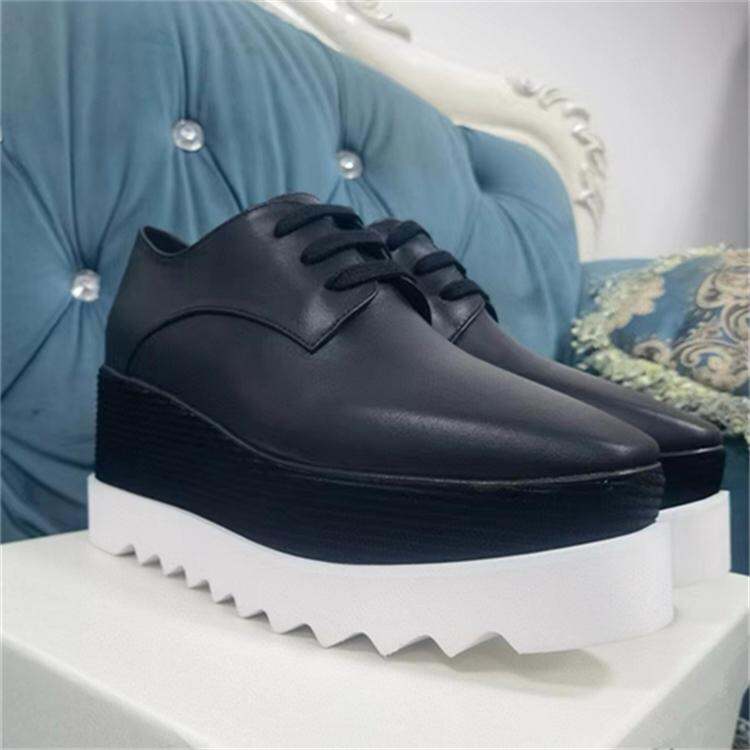 2025 New Women's Thick Bottom Star Shoes Leather Casual Slope Heel 8cm Platform Stella Platform Shoes Versatile Slip-On Shoes · v11