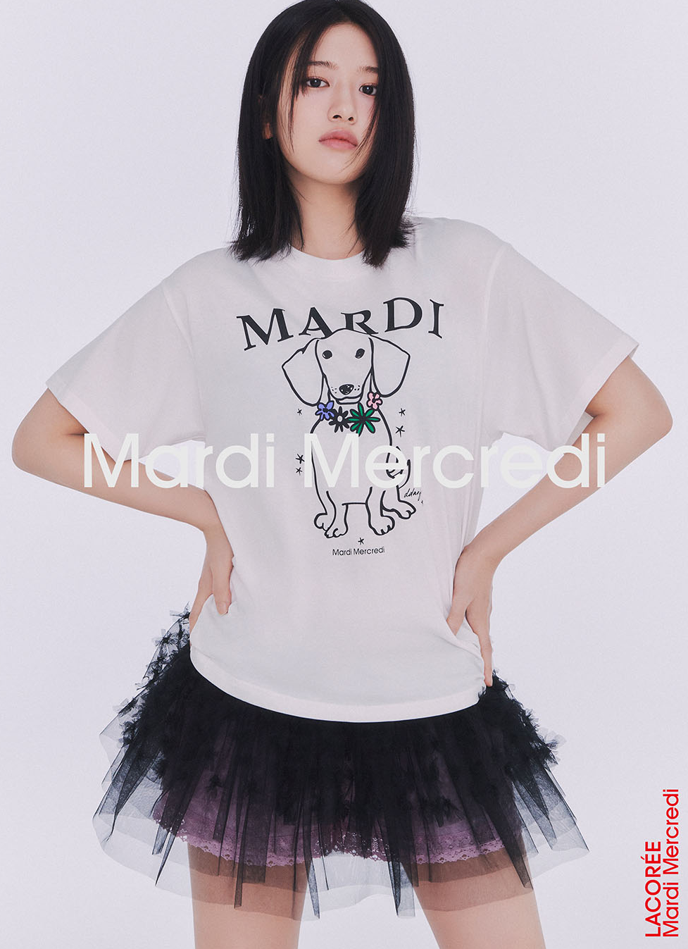 [IVE AnYujin PICK / 4 FIT] ÁO PHÔNG MARDI MERCREDI SWING THE TAIL DDANH HIỆU HOA ĐA MÀU (2025Mới)