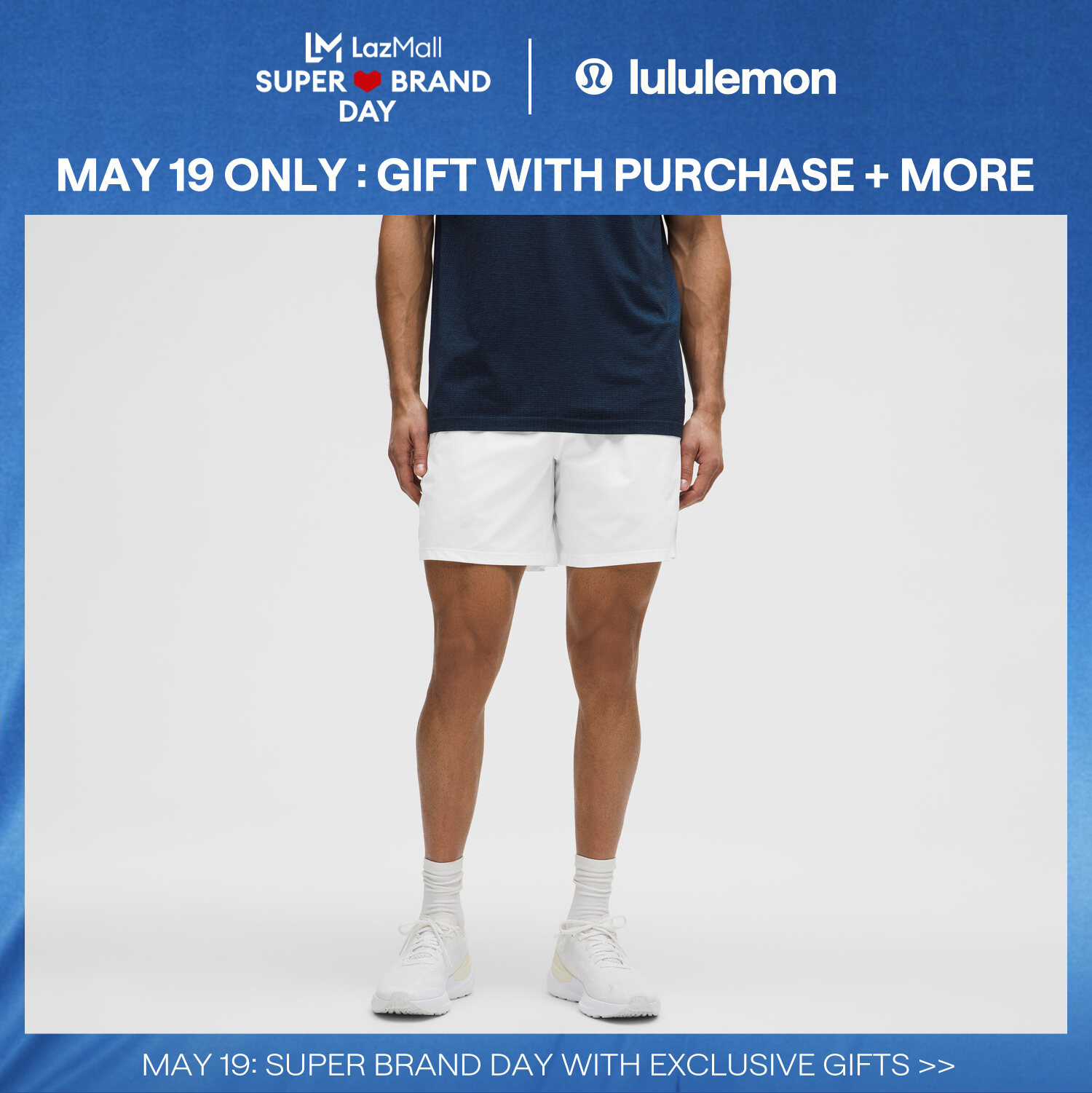 (เฉพาะออนไลน์) lululemon กางเกงขาสั้น Pace Breaker สำหรับผู้ชาย 7 ตัว - ไม่มีซับใน