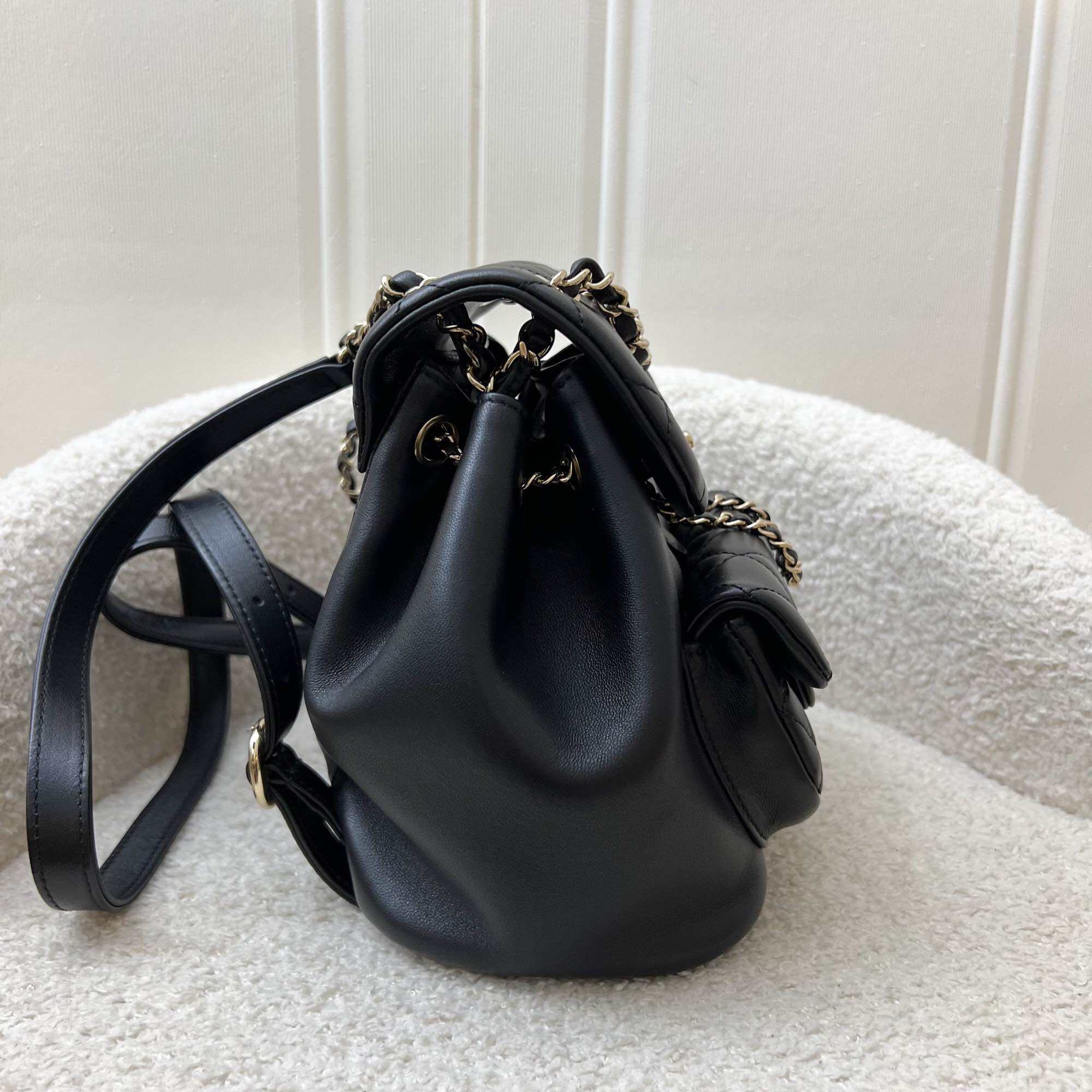 Chanel Duma Mini Backpack in 22A Black Lambskin and LGHW (Model: AS2908) · v3