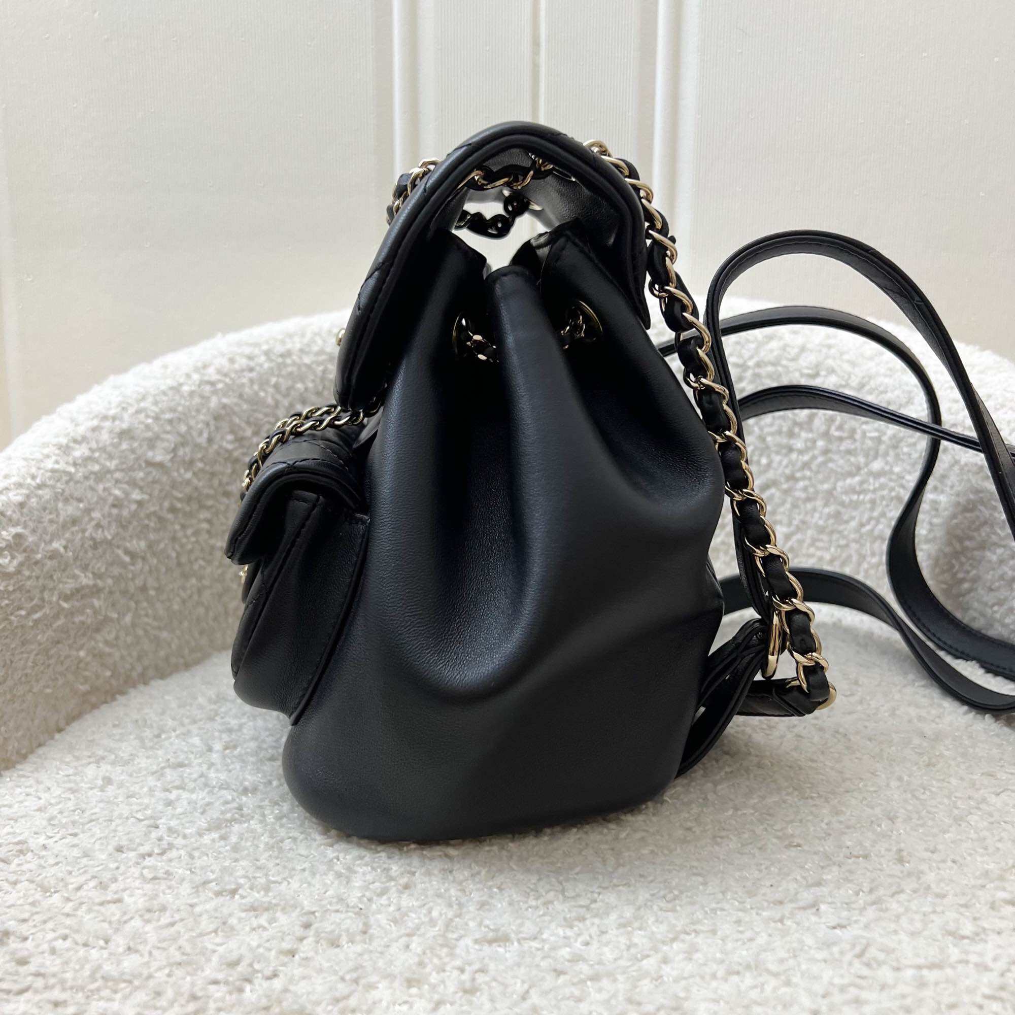 Chanel Duma Mini Backpack in 22A Black Lambskin and LGHW (Model: AS2908) · v3