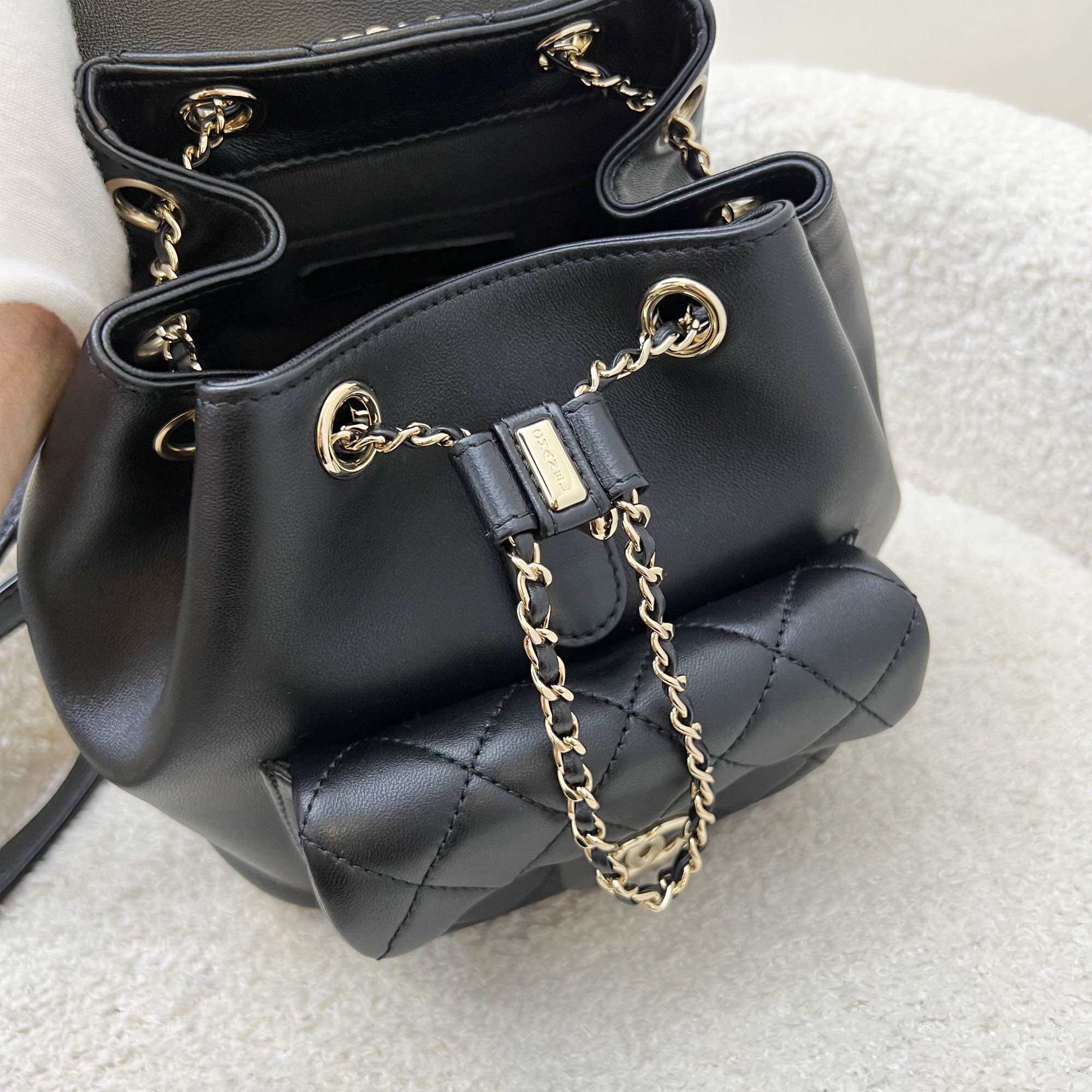 Chanel Duma Mini Backpack in 22A Black Lambskin and LGHW (Model: AS2908) · v3