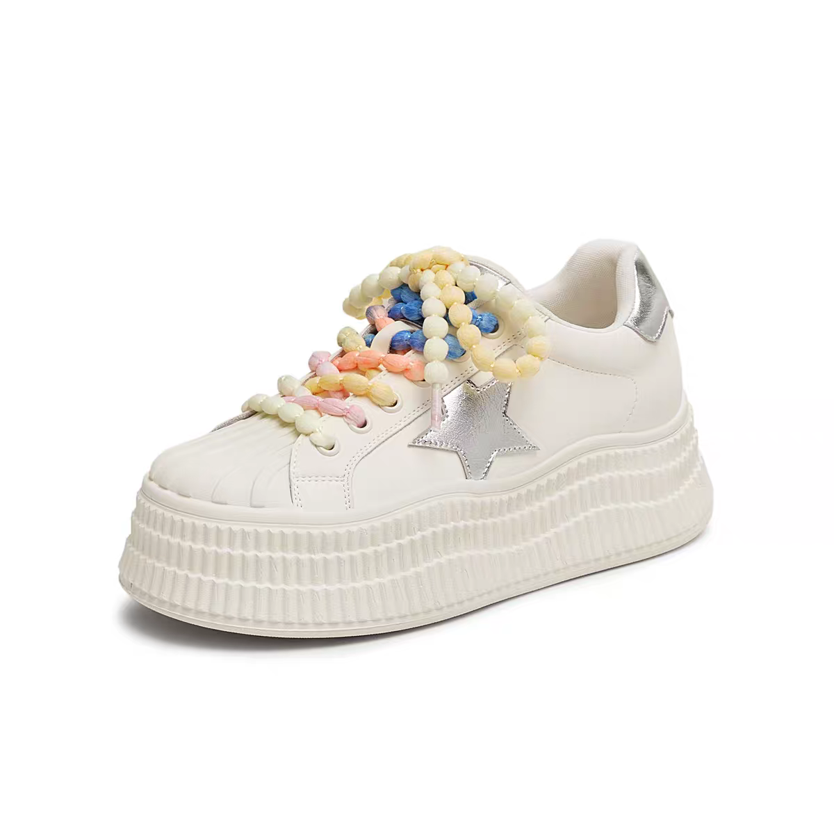Teenmix Summer 2025 Women's Casual Sports Shoes Thick Bottom Heightening Star Pattern round Toe Deep Mouth Rubber Outsole · v8