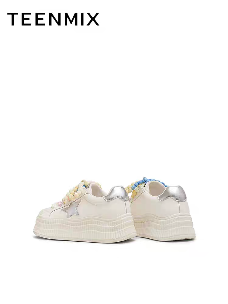 Teenmix Summer 2025 Women's Casual Sports Shoes Thick Bottom Heightening Star Pattern round Toe Deep Mouth Rubber Outsole · v8