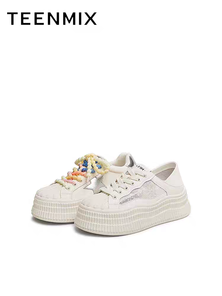 Teenmix Summer 2025 Women's Casual Sports Shoes Thick Bottom Heightening Star Pattern round Toe Deep Mouth Rubber Outsole · v8