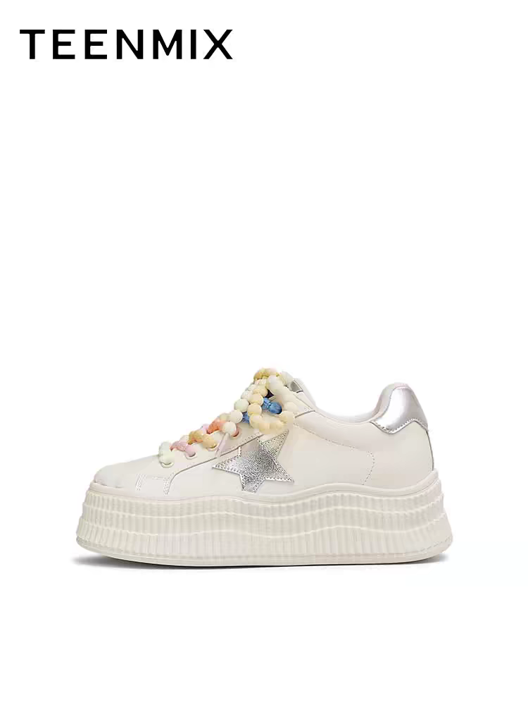 Teenmix Summer 2025 Women's Casual Sports Shoes Thick Bottom Heightening Star Pattern round Toe Deep Mouth Rubber Outsole · v8