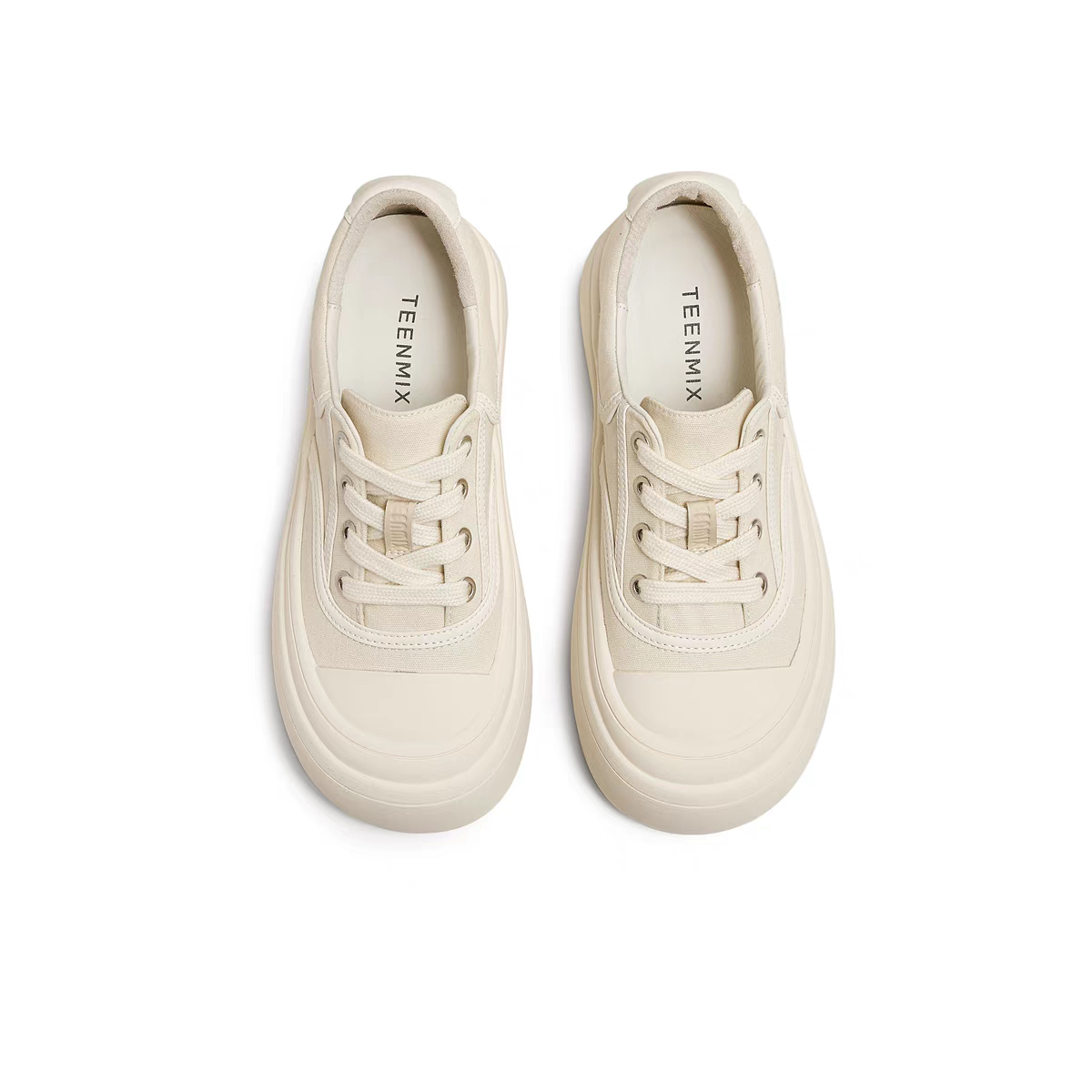 Teenmix Thick Bottom Heightening Canvas Sneakers Women's Sport Casual Shoes Spring 2025 New KB071BM5 Cross Buckle Low Top · v8