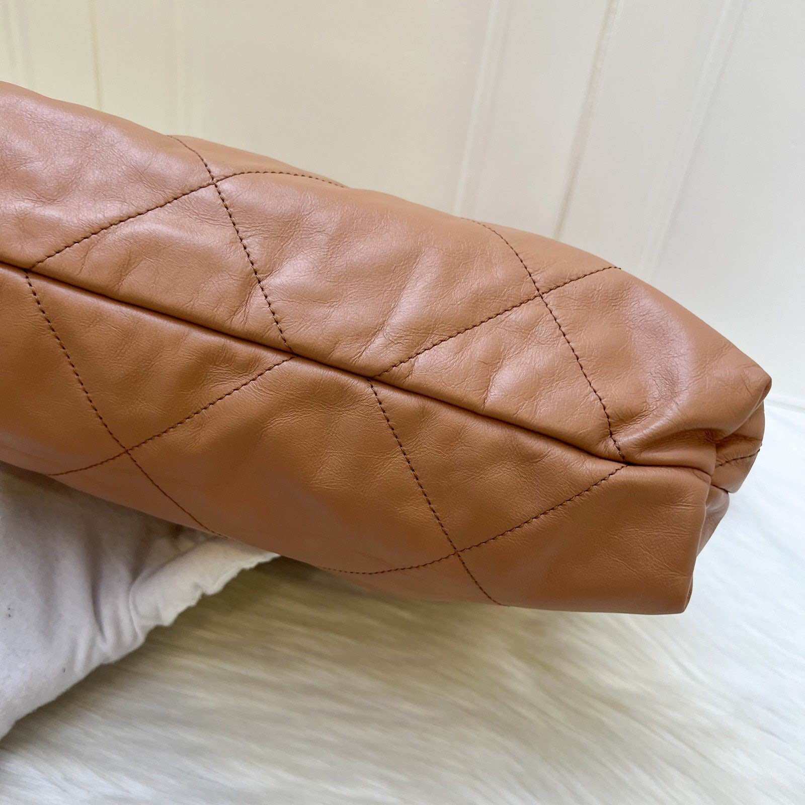 Chanel 22 Medium Hobo Handbag in Caramel Calfskin and AGHW · v2