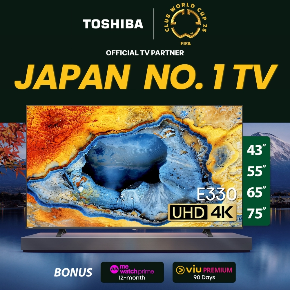 Toshiba E330 43/55/65/75 Inch 4K UHD Smart TV | Dolby Vision & Atmos | REGZA engine | 4K AI Upscale