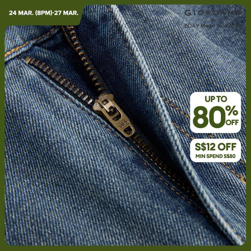 Giordano Women Retro washed high waist wide leg denim pants Free Shipping 18415506 · v2