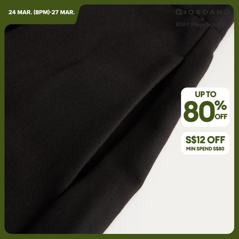 Giordano Women Pleated half elastic waist crop skirt pants Free Shipping 18425502 · v3