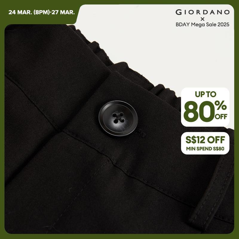 Giordano Women Pleated half elastic waist crop skirt pants Free Shipping 18425502 · v3