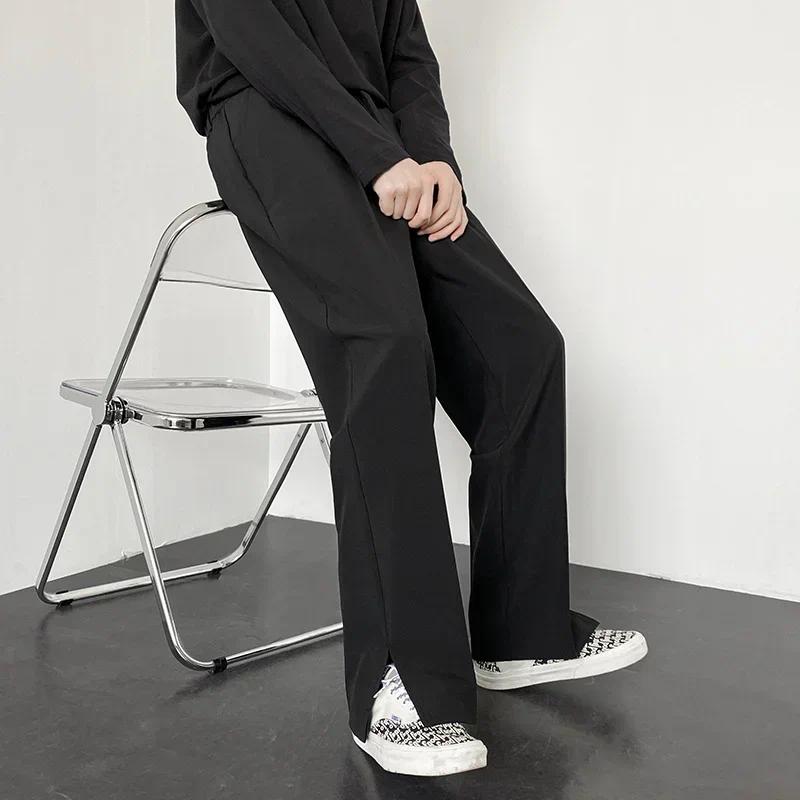 Summer New Men's Suit Pants Korean Style Streetwear Fashion Slim Fit Casual Pants Male Personalized Slit Loose Long Pants