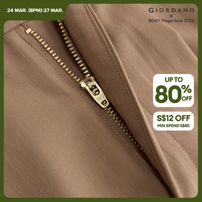Giordano Women Pleated mid rise wide leg pants Free Shipping 05415064