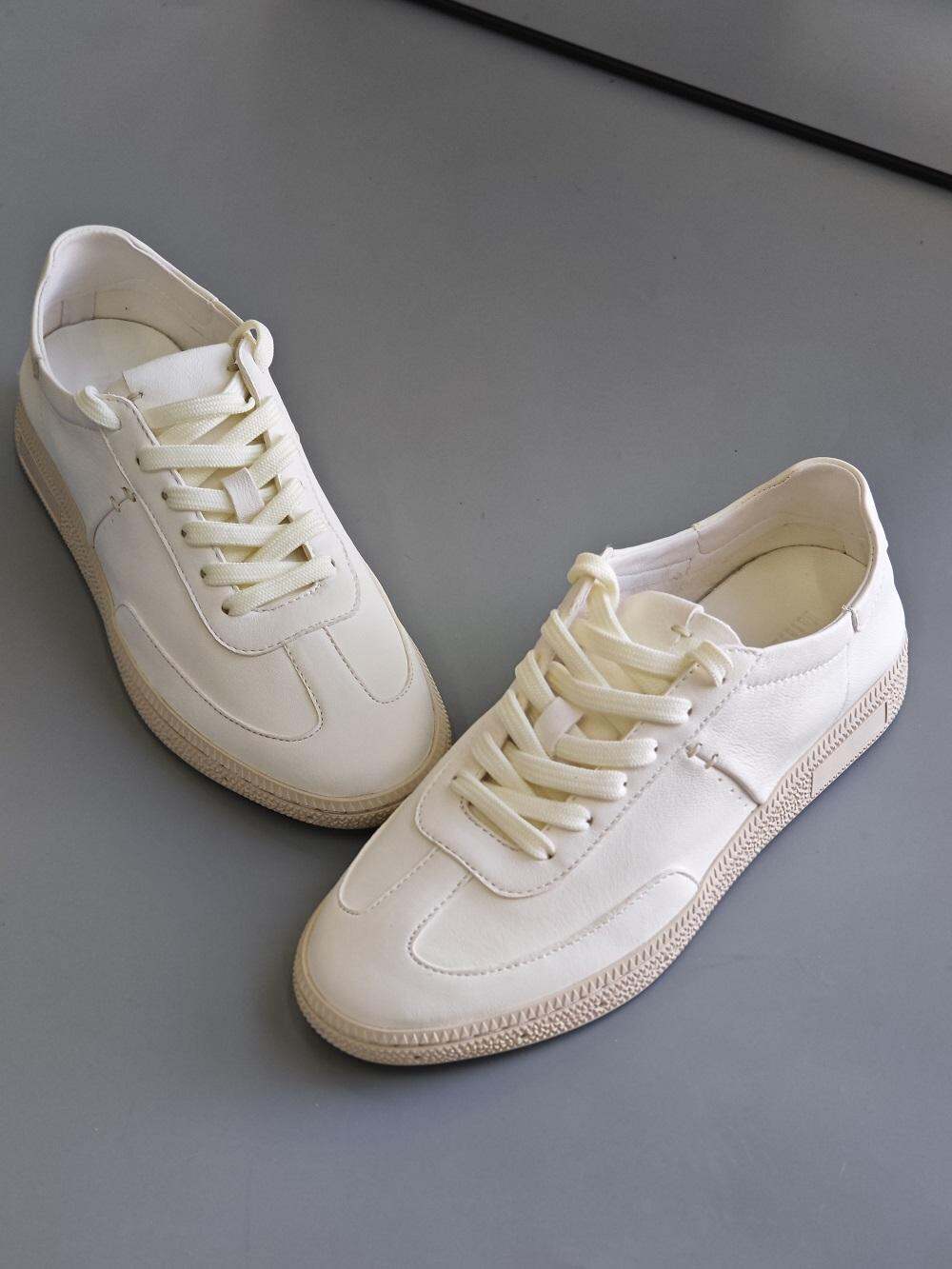 Amu Home Tannery Leather Sneakers Women's Casual Shoes round Toe Low Heel Deep Mouth Flat Bottom Stitched Together · v12