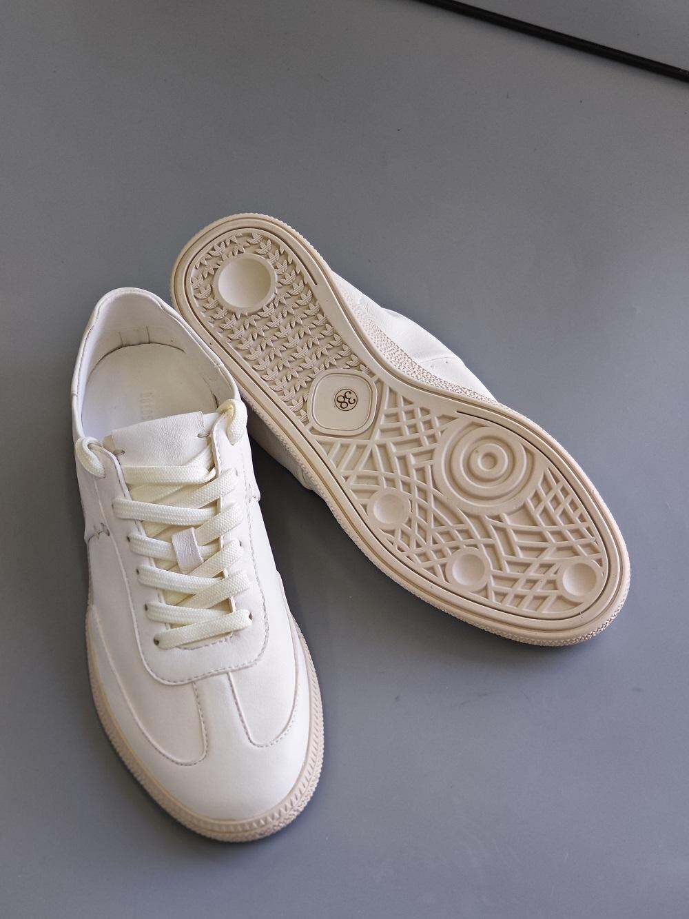 Amu Home Tannery Leather Sneakers Women's Casual Shoes round Toe Low Heel Deep Mouth Flat Bottom Stitched Together · v12