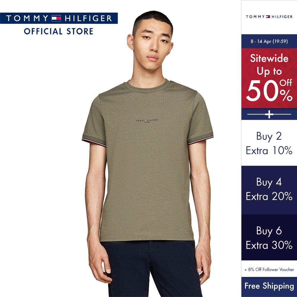 TOMMY HILFIGER Tipped Cuff Slim Fit T-Shirt Men  Slim Fit