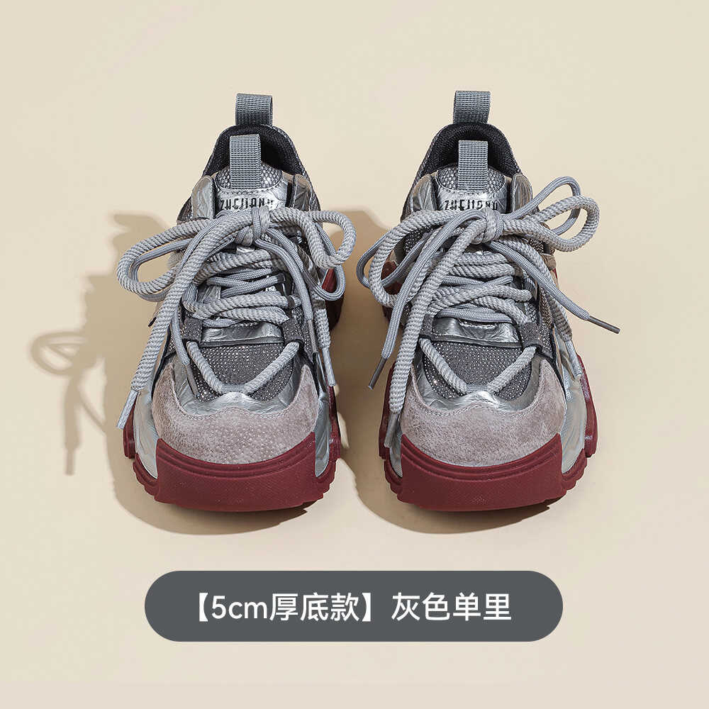 Black Dad Shoes Women's Spring Autumn New Style Ultra Fire Encore Red Thick Bottom Small Size Versatile Sports Casual Shoes · v6