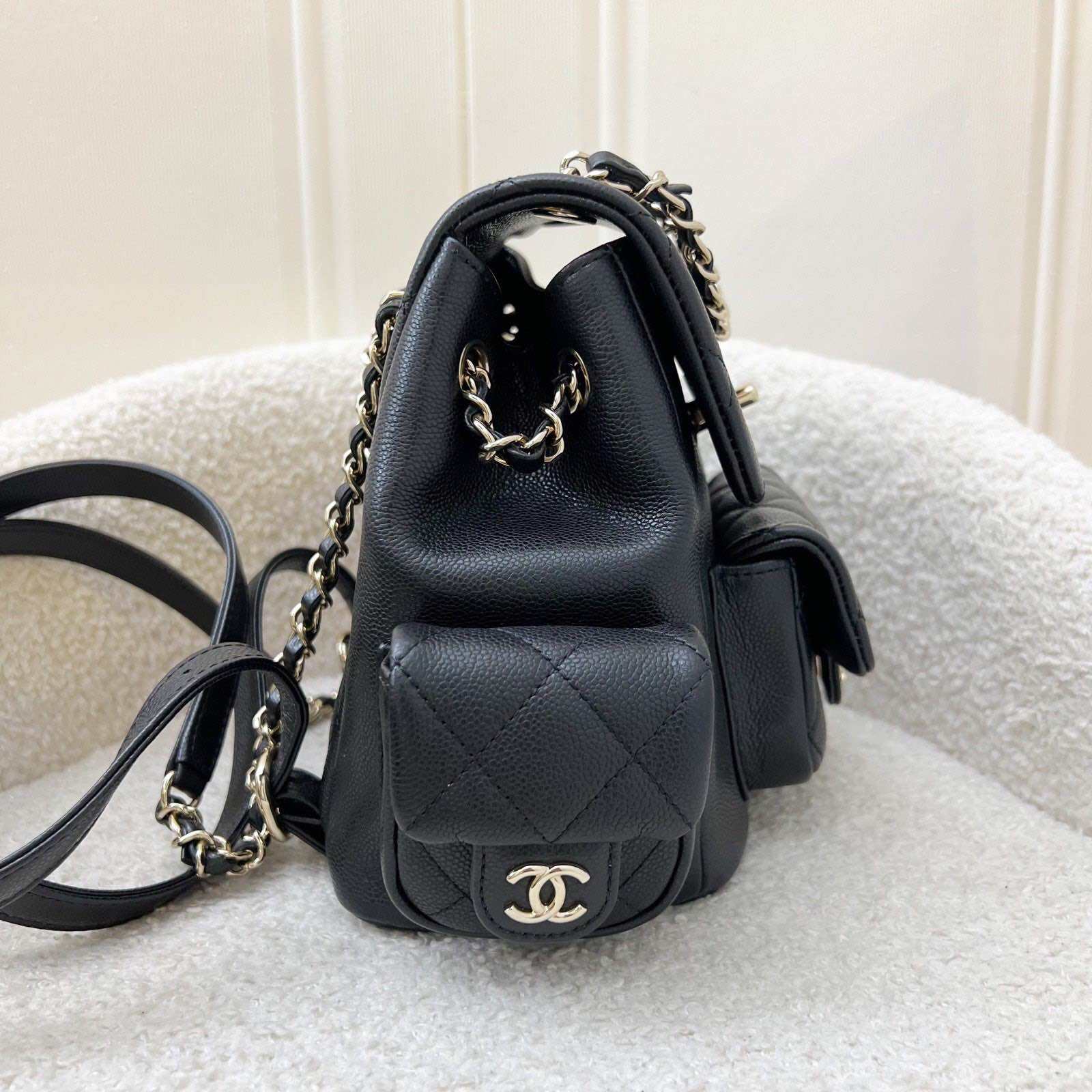 Chanel 23K Triple Pocket Duma Backpack in Black Caviar and LGHW (Model: AS4399) · v7