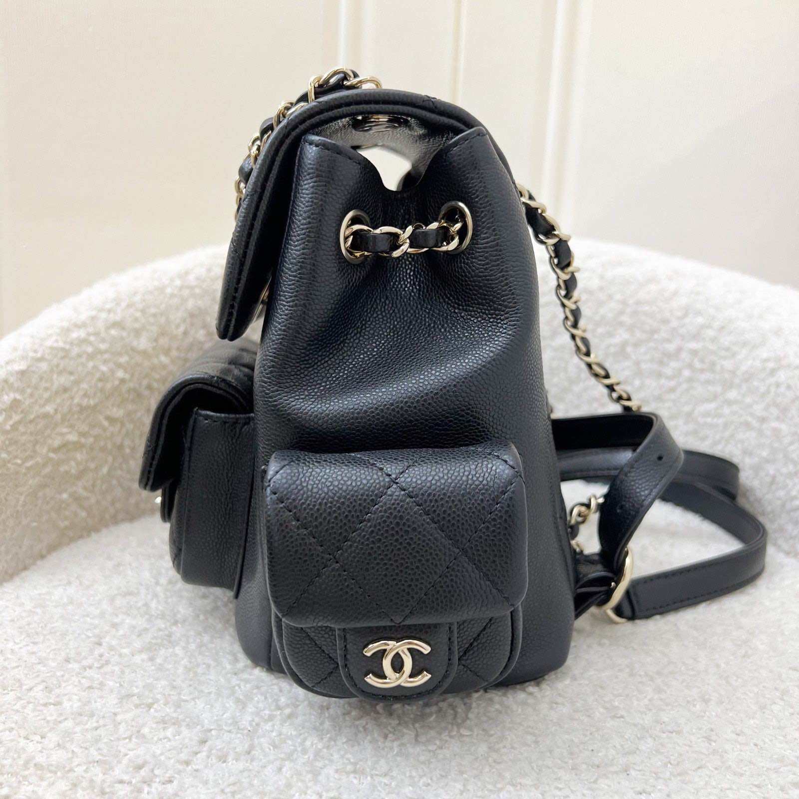 Chanel 23K Triple Pocket Duma Backpack in Black Caviar and LGHW (Model: AS4399) · v7