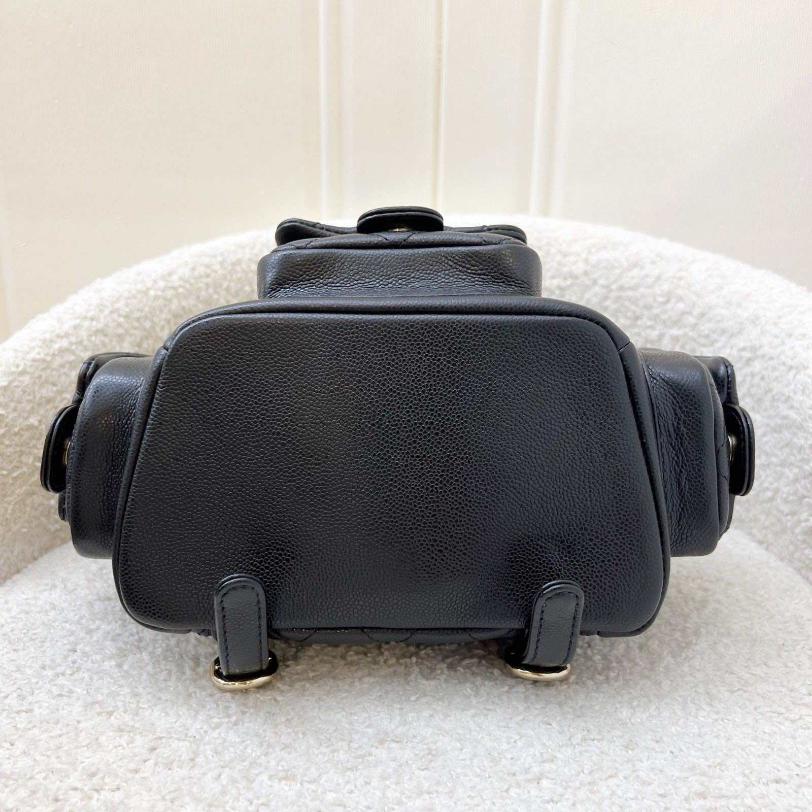 Chanel 23K Triple Pocket Duma Backpack in Black Caviar and LGHW (Model: AS4399) · v7