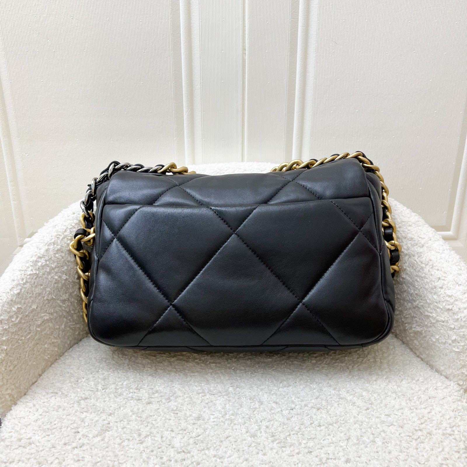 Chanel 19 Small Flap in Black Lambskin and 3-tone HW (Model: AS1160) · v3