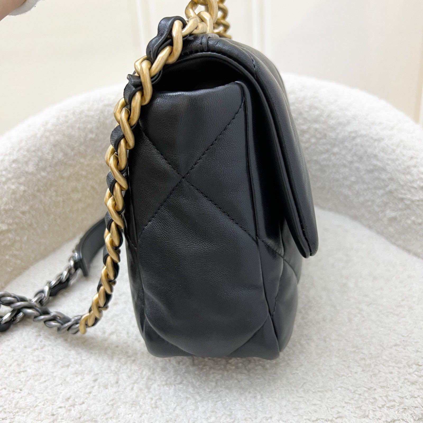 Chanel 19 Small Flap in Black Lambskin and 3-tone HW (Model: AS1160) · v3