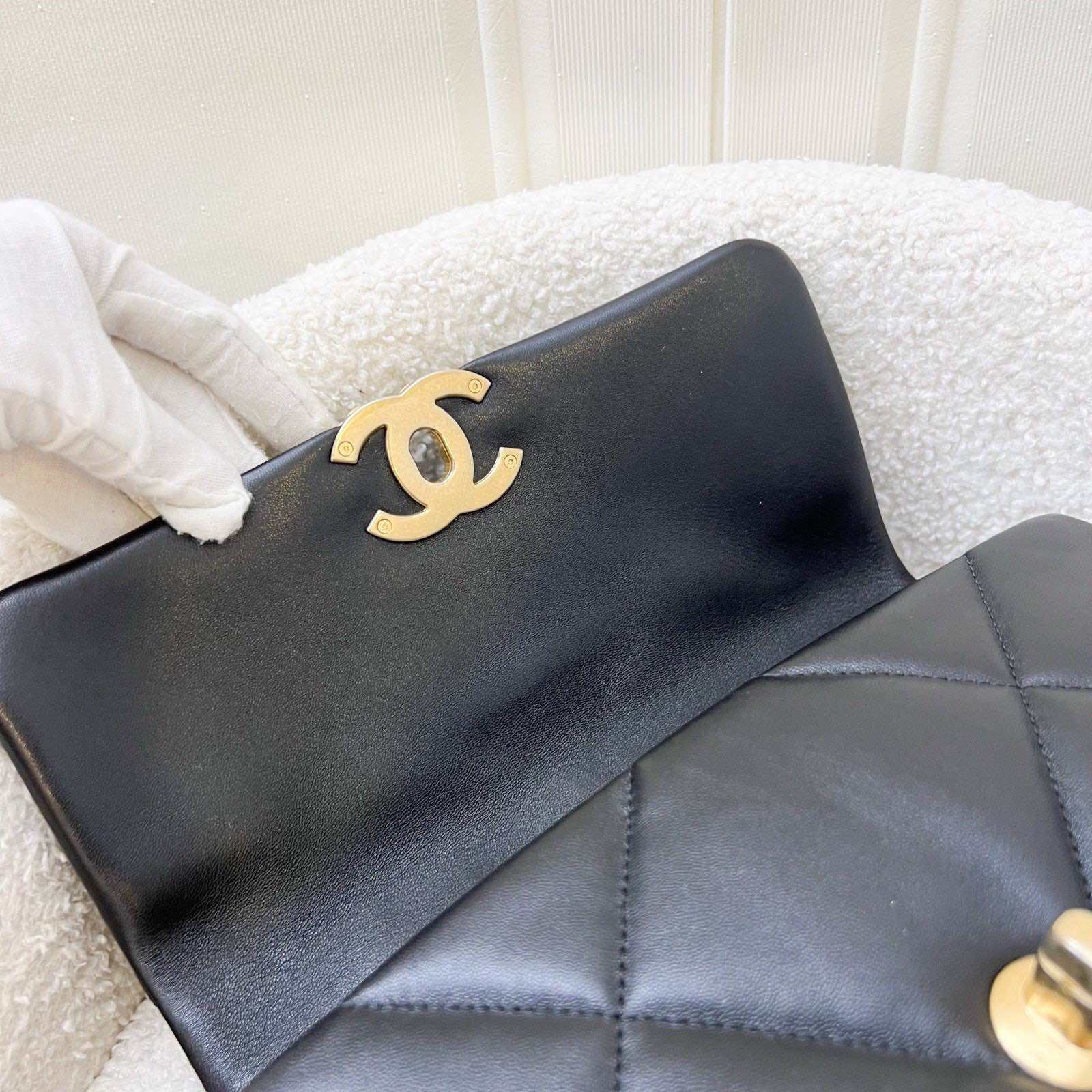 Chanel 19 Small Flap in Black Lambskin and 3-tone HW (Model: AS1160) · v3