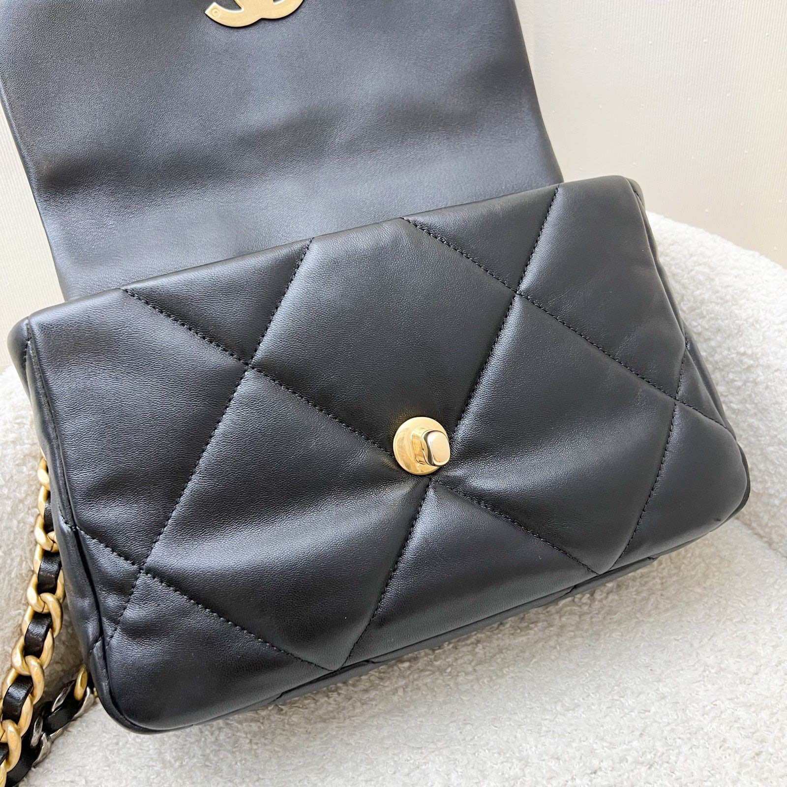 Chanel 19 Small Flap in Black Lambskin and 3-tone HW (Model: AS1160) · v3