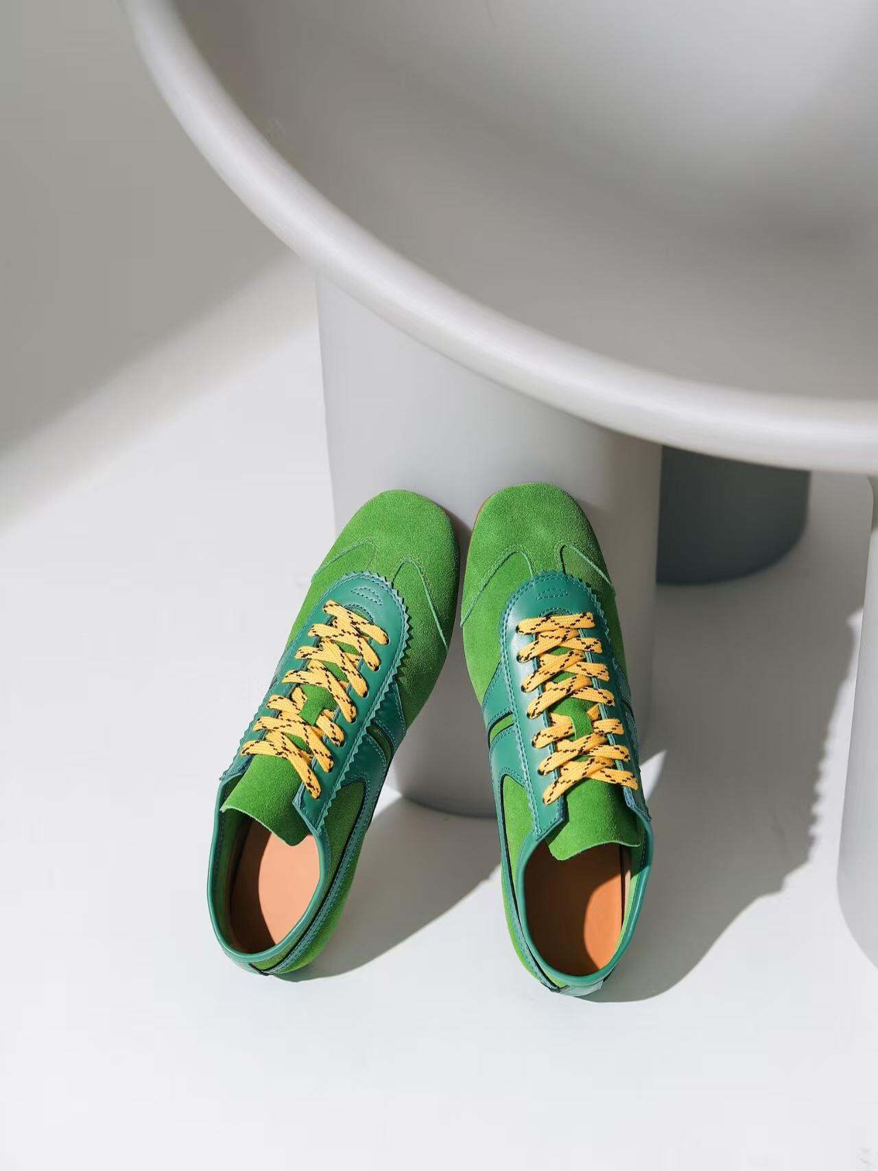 Olive Green Agam Shoes Deqin Casual Sneakers Women's Flat Bottom Sports Shoes Easy to Wear Comfortable Leather Interior · v12