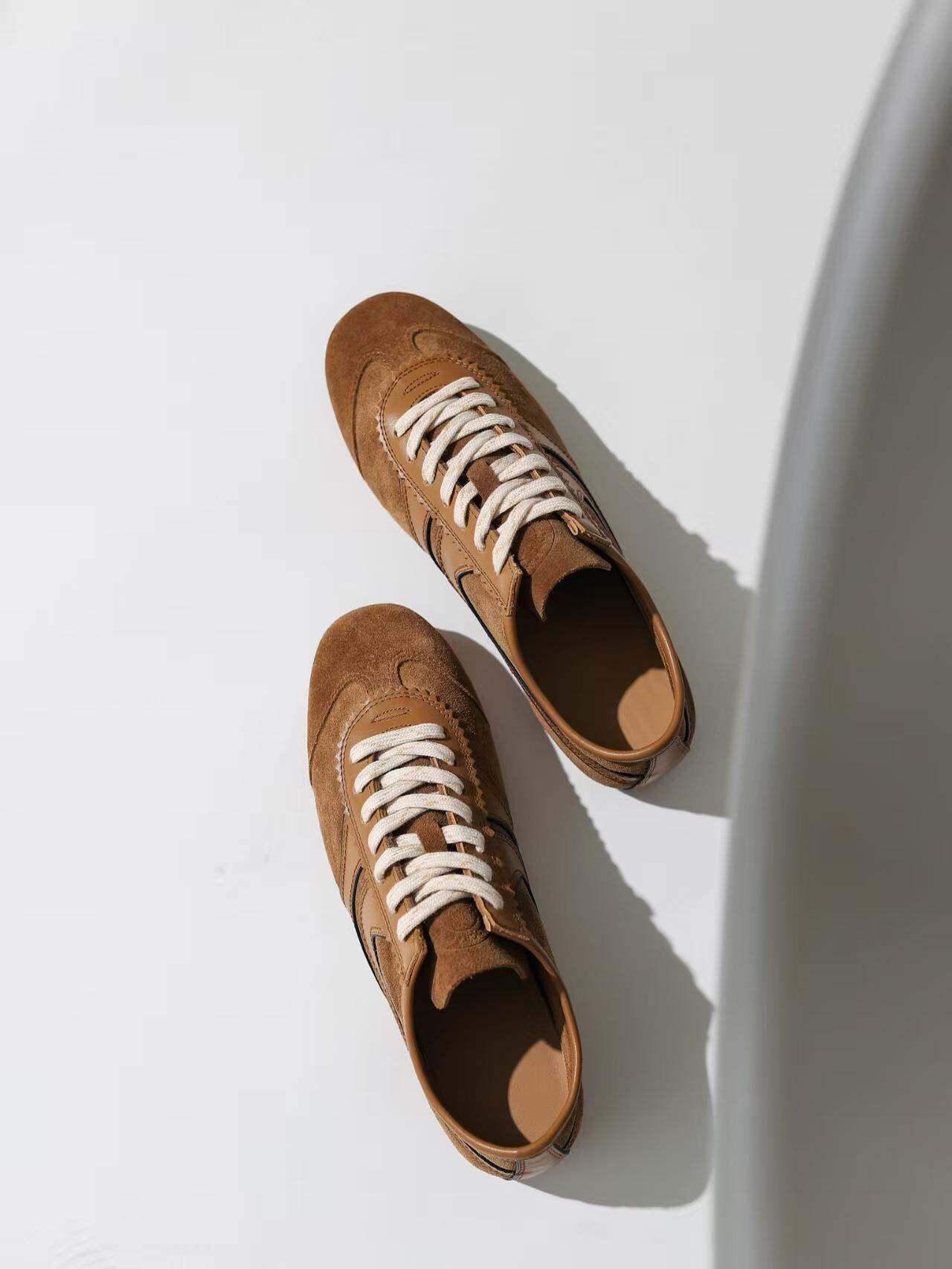 Olive Green Agam Shoes Deqin Casual Sneakers Women's Flat Bottom Sports Shoes Easy to Wear Comfortable Leather Interior · v12
