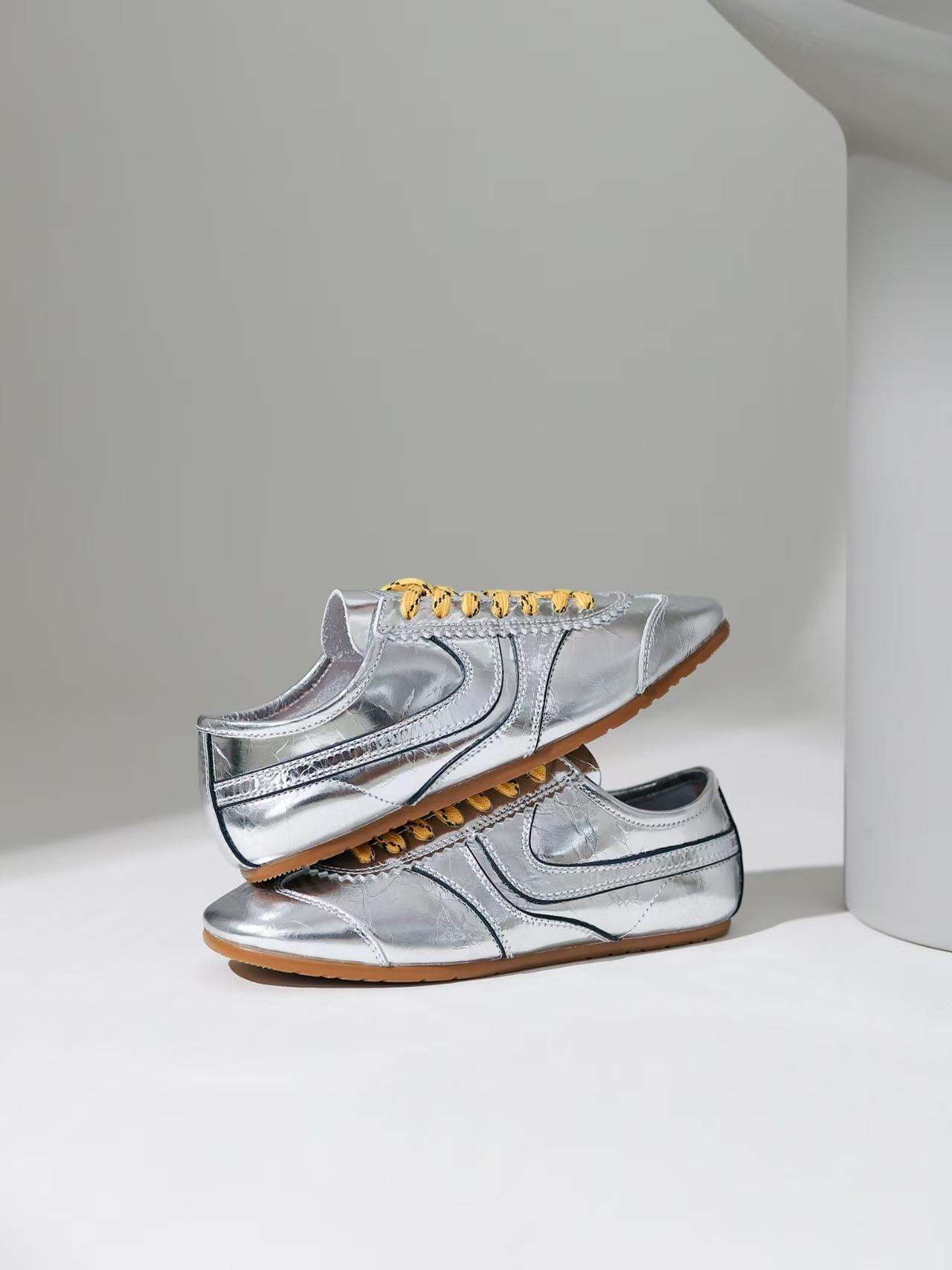 Olive Green Agam Shoes Deqin Casual Sneakers Women's Flat Bottom Sports Shoes Easy to Wear Comfortable Leather Interior · v12