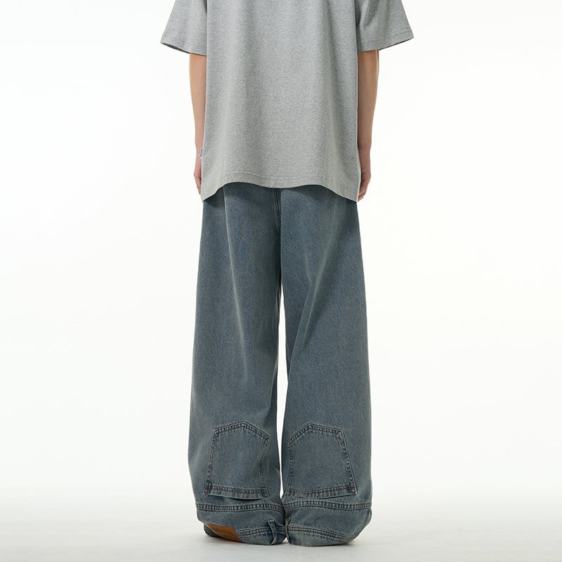 Weilang's Store American High Street-broek voor heren, coole Street Fashion R, omgekeerde jeans, paar, niche, lange broek