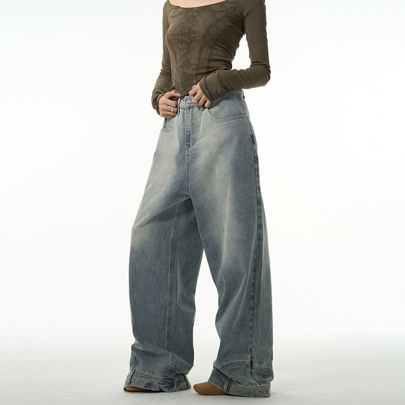 Weilang's Store American High Street-broek voor heren, coole Street Fashion R, omgekeerde jeans, paar, niche, lange broek