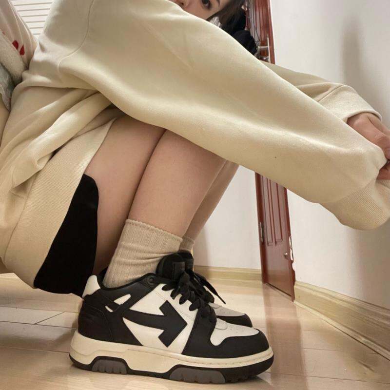 Off-White Thick-Heeled Casual Sports Shoes Unisex Fashionable Leisure Sneakers Luxury Women's Flat Footwear round Toe Mesh Inner · v10