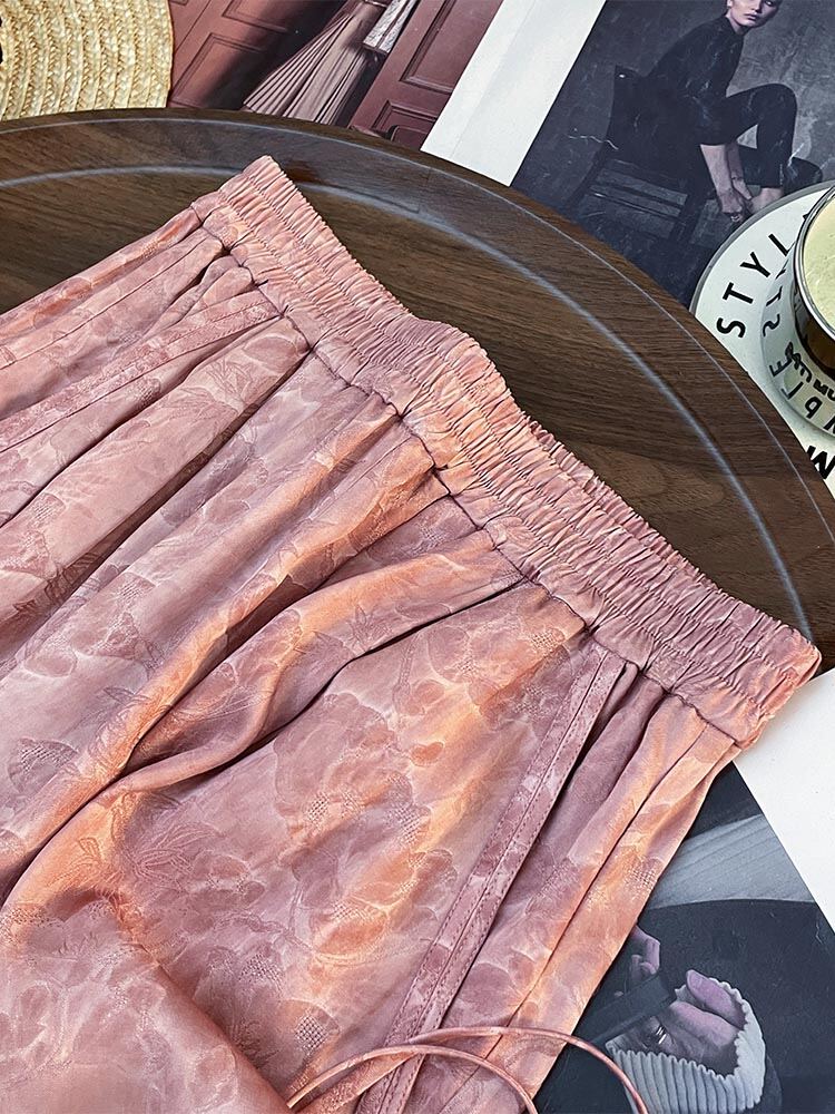 New Chinese Style Simple Sweet Drapey Wide Leg Pants Spring Pink Fashion High Waist Casual Versatile Straight Cut Trousers · v2