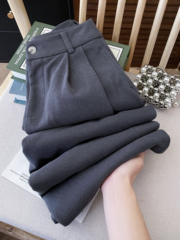 High Waist Slimming Drapey Straight Leg Pants Women's Versatile Ageless Wide Leg Trousers Casual High Waist Long Pants