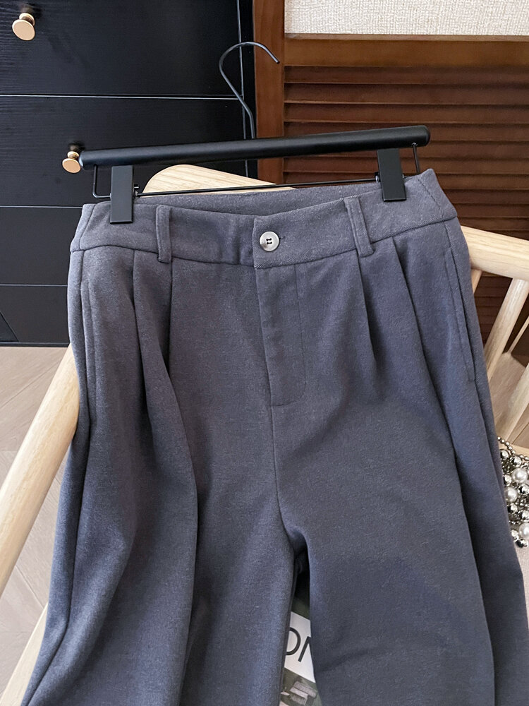 High Waist Slimming Drapey Straight Leg Pants Women's Versatile Ageless Wide Leg Trousers Casual High Waist Long Pants