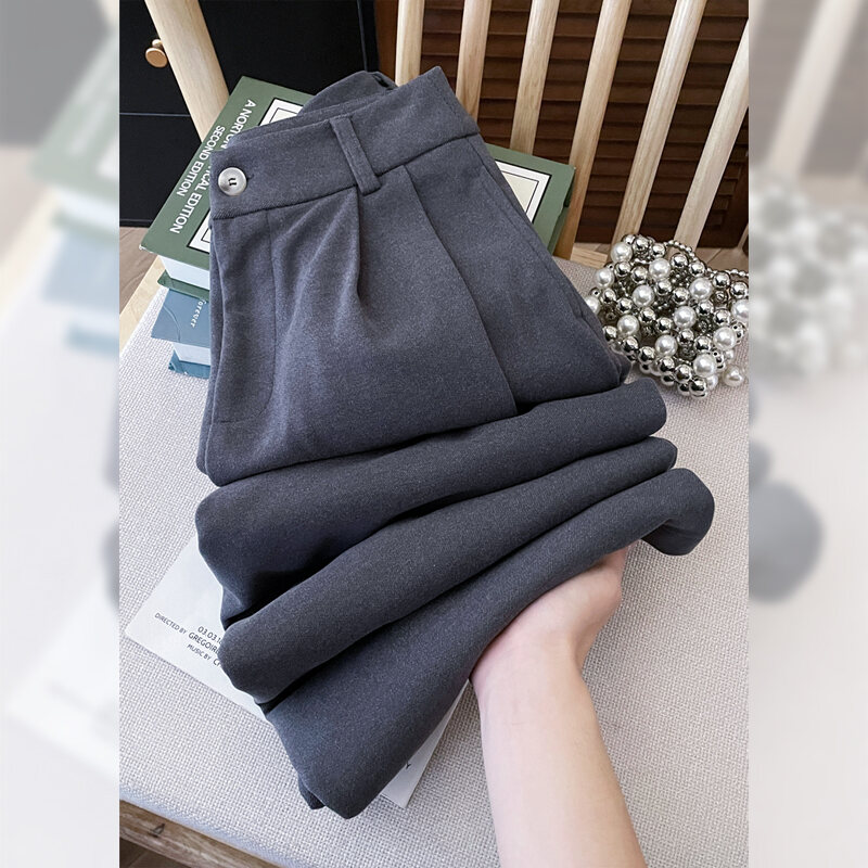 High Waist Slimming Drapey Straight Leg Pants Women's Versatile Ageless Wide Leg Trousers Casual High Waist Long Pants