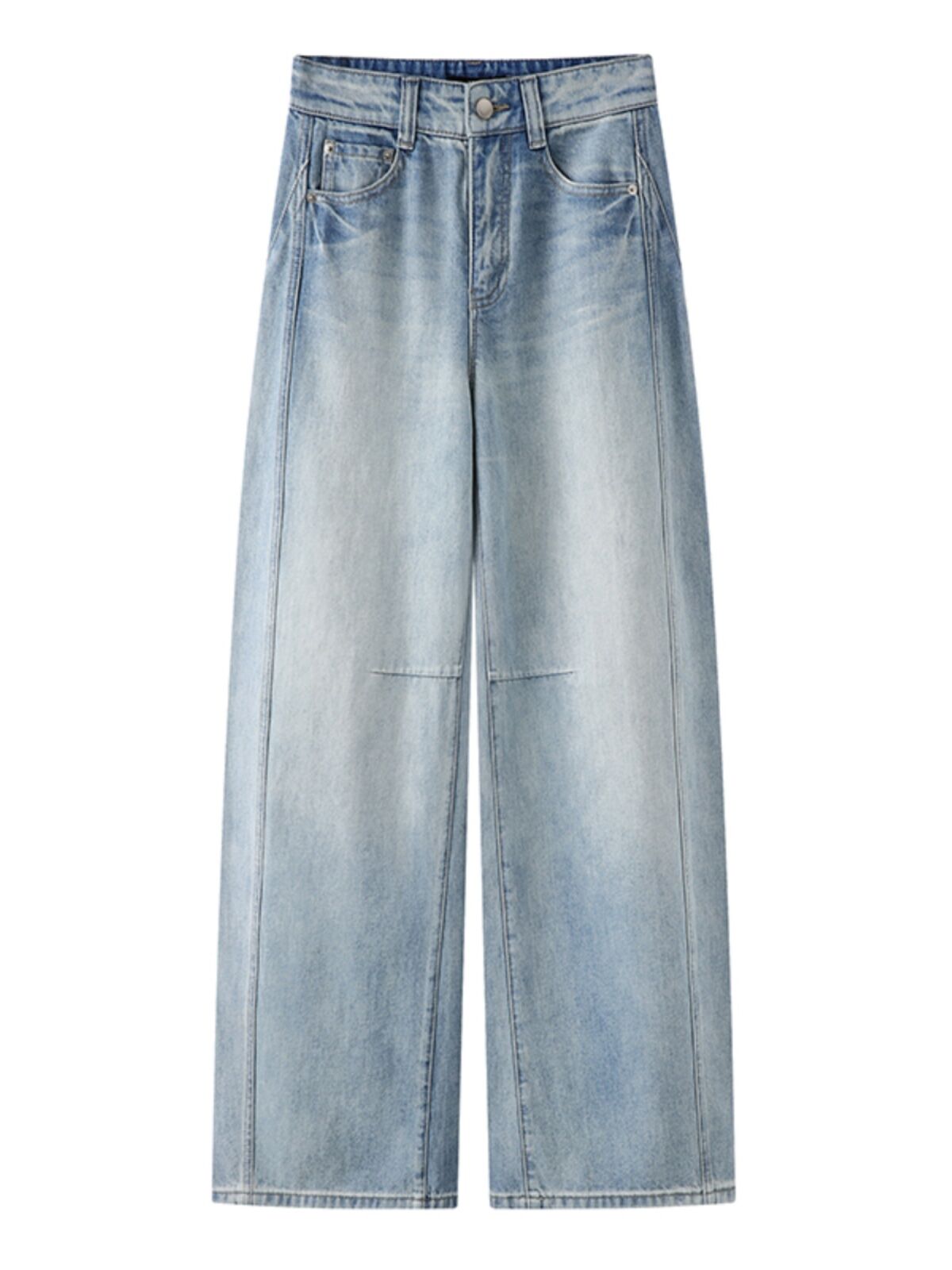Ariose Spring 2025 Women's High Waist Long Jeans Floor-Length Trousers Loose Silhouette Denim Blue Color Casual Fashion