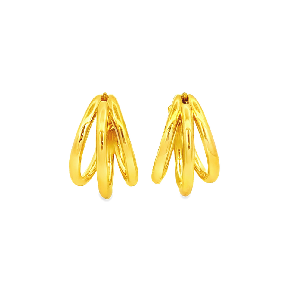 Top Cash Jewellery 999 Gold Triple Line Loop Earrings · v2