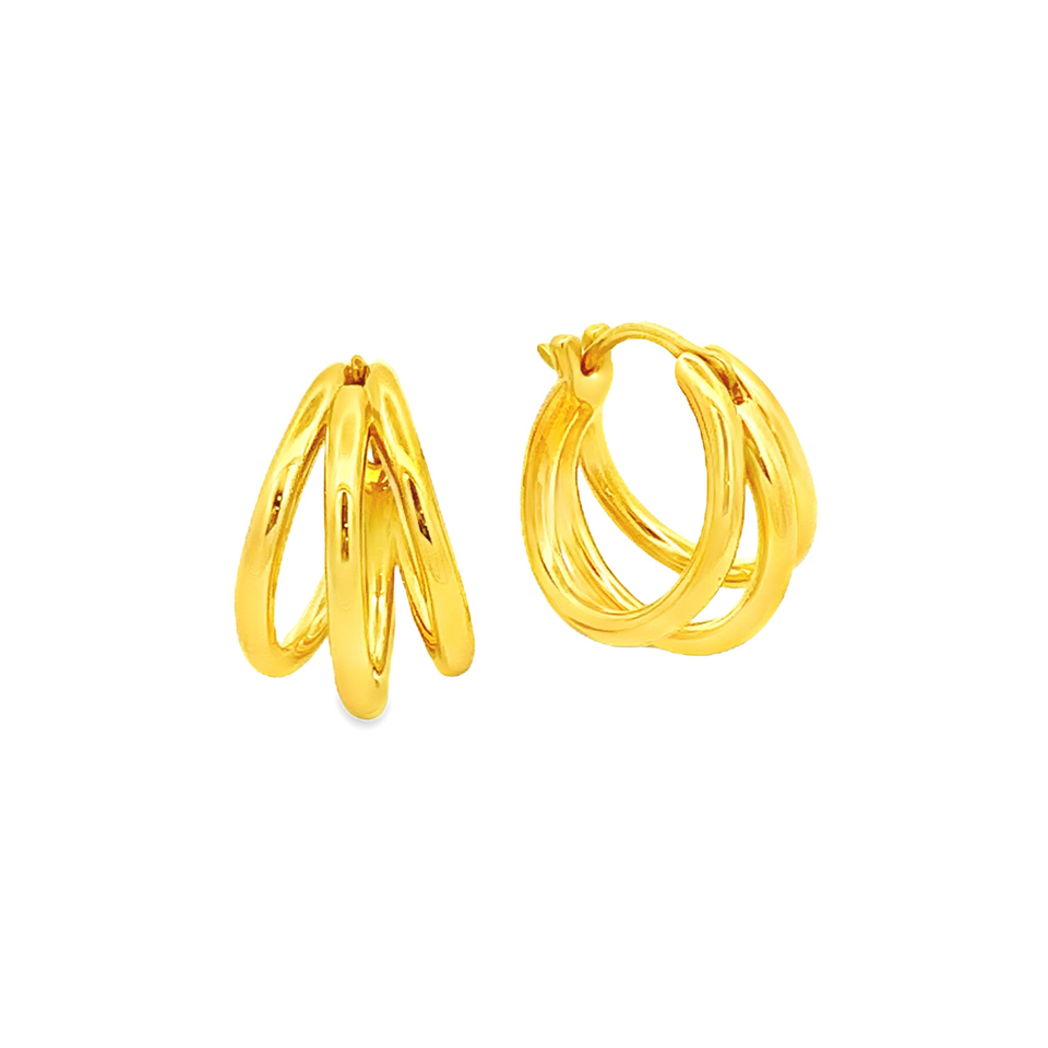 Top Cash Jewellery 999 Gold Triple Line Loop Earrings · v2