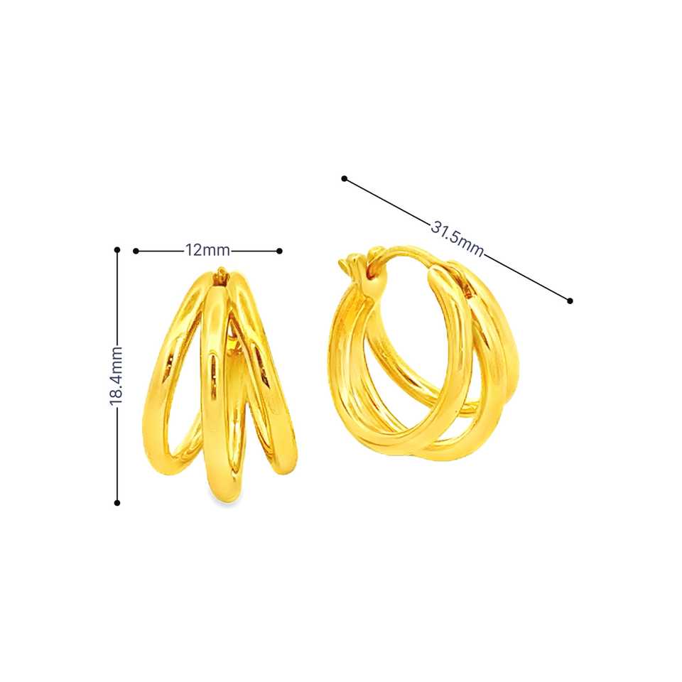 Top Cash Jewellery 999 Gold Triple Line Loop Earrings · v2