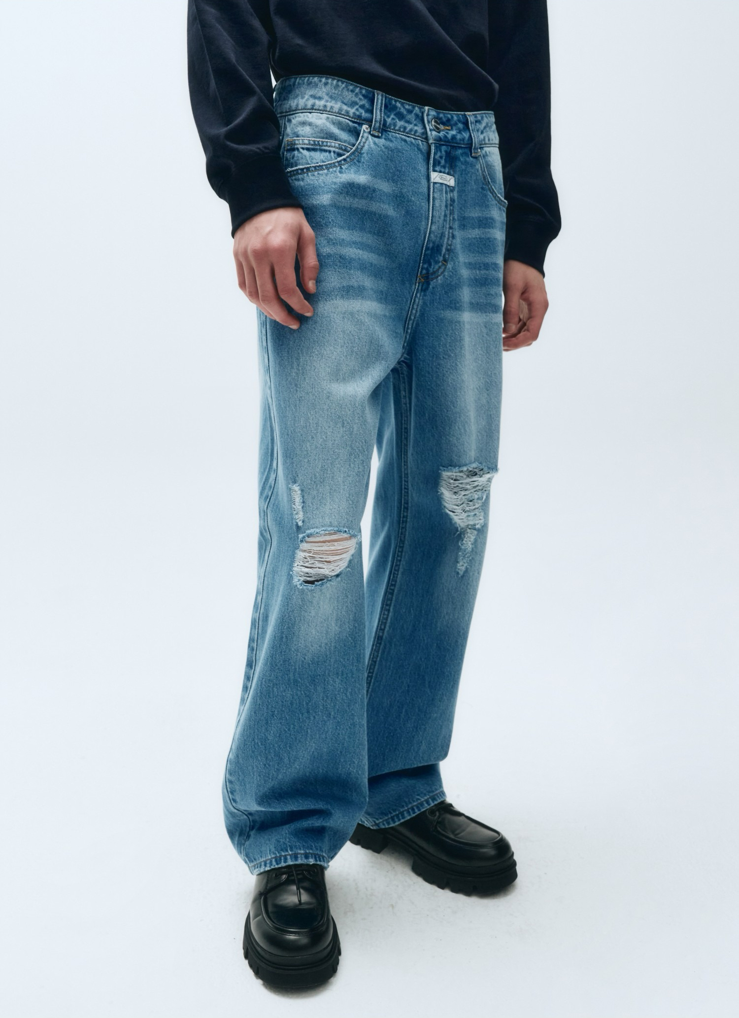 MARITHE FRANCOIS GIRBAUD M Damaged Washing Denim Pants - 2 Colors (2025 New) · v2