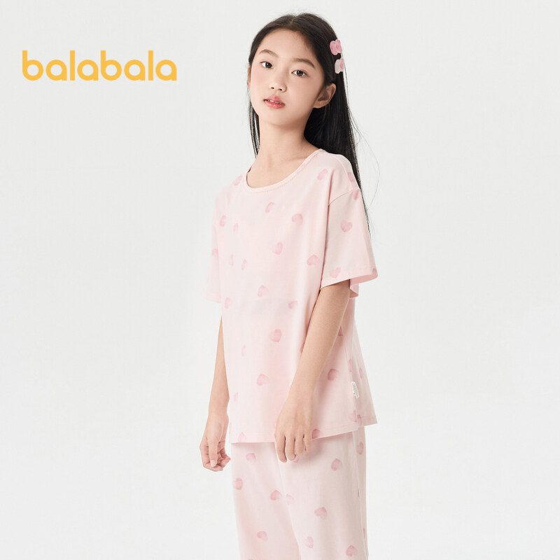 balabala Children Sleepwear Set Summer Air Conditioning Clothing Girl Home Clothing Cool Antibacterial · v2