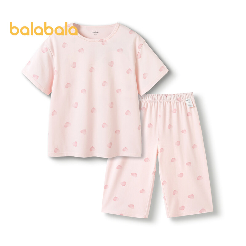 balabala Children Sleepwear Set Summer Air Conditioning Clothing Girl Home Clothing Cool Antibacterial · v2