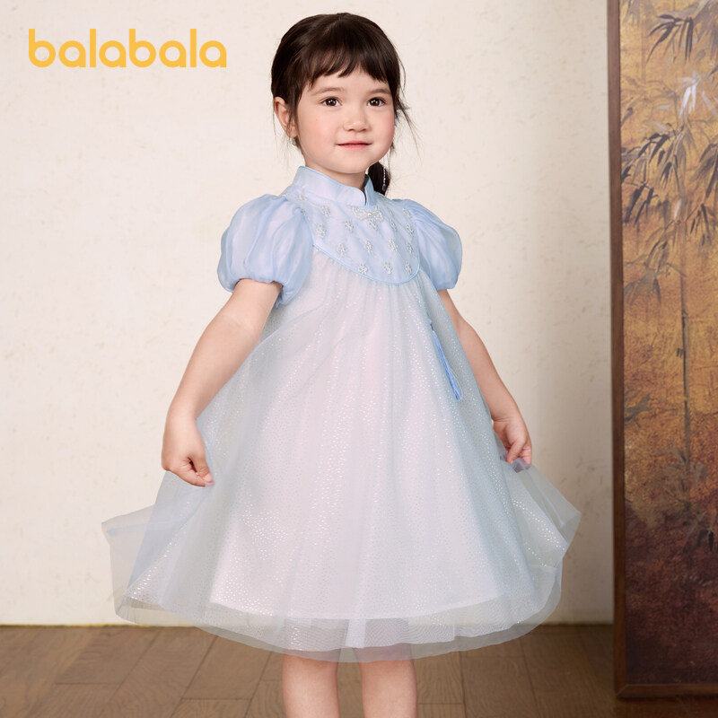 Vestido tradicional balabala para niña, vestido infantil 2025, nueva ropa de verano, vestido de chifón Cheongsam