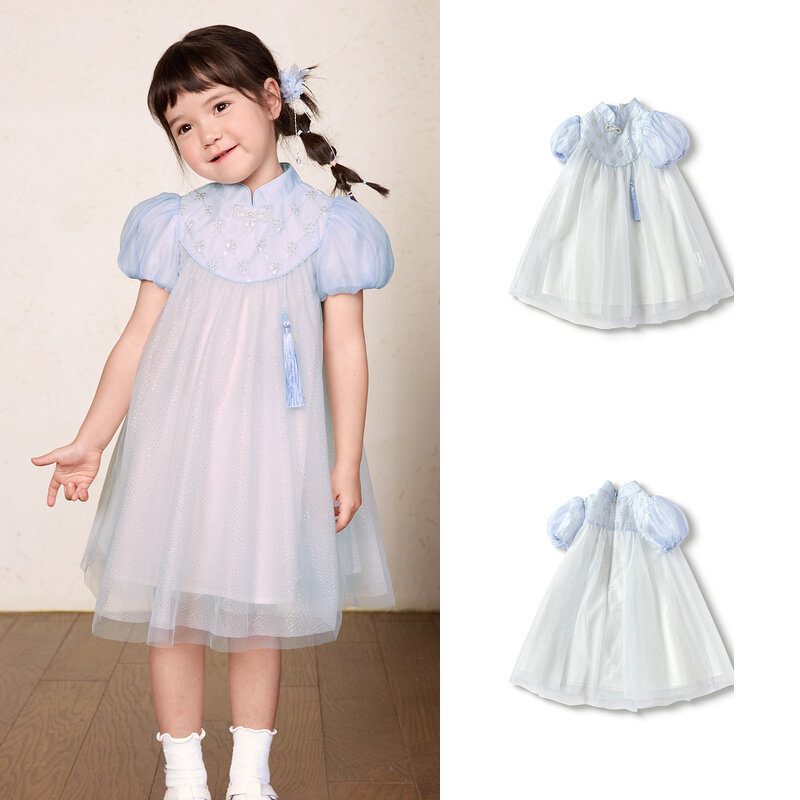 Vestido tradicional balabala para niña, vestido infantil 2025, nueva ropa de verano, vestido de chifón Cheongsam