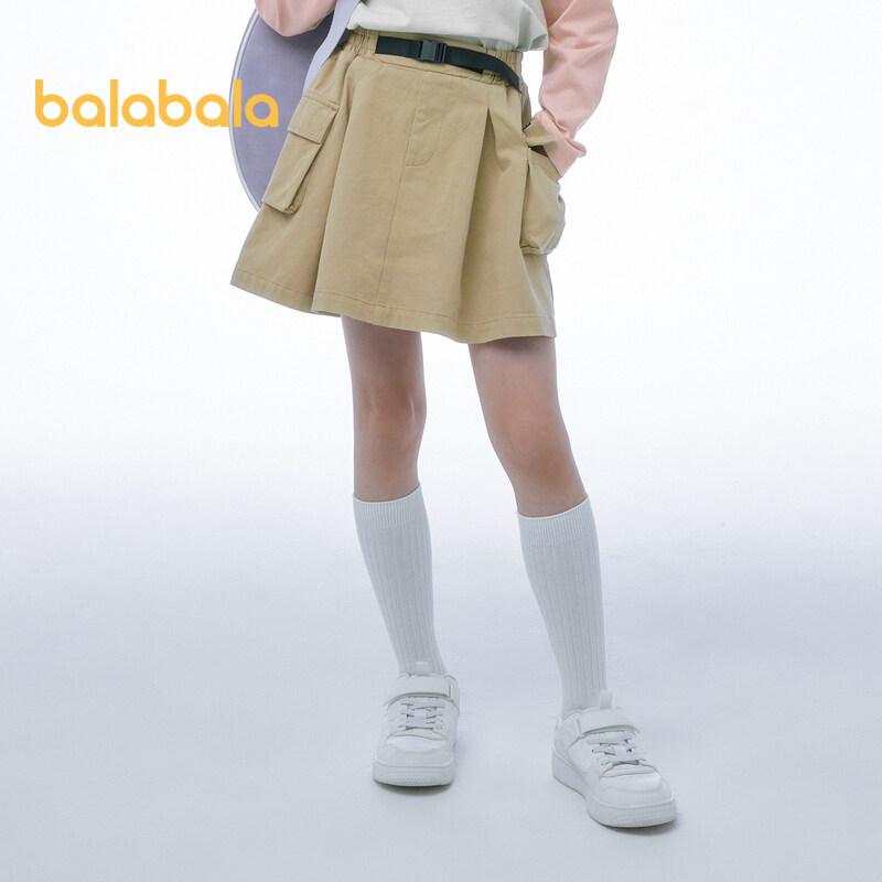 balabala กระโปรงเด็กผู้หญิง กระโปรงฤดูร้อน 2025 กระโปรงสั้นครึ่งตัวใหม่ สไตล์เอาท์ดอร์ ผ้าฝ้าย แฟชั่นสุดเทรนด์